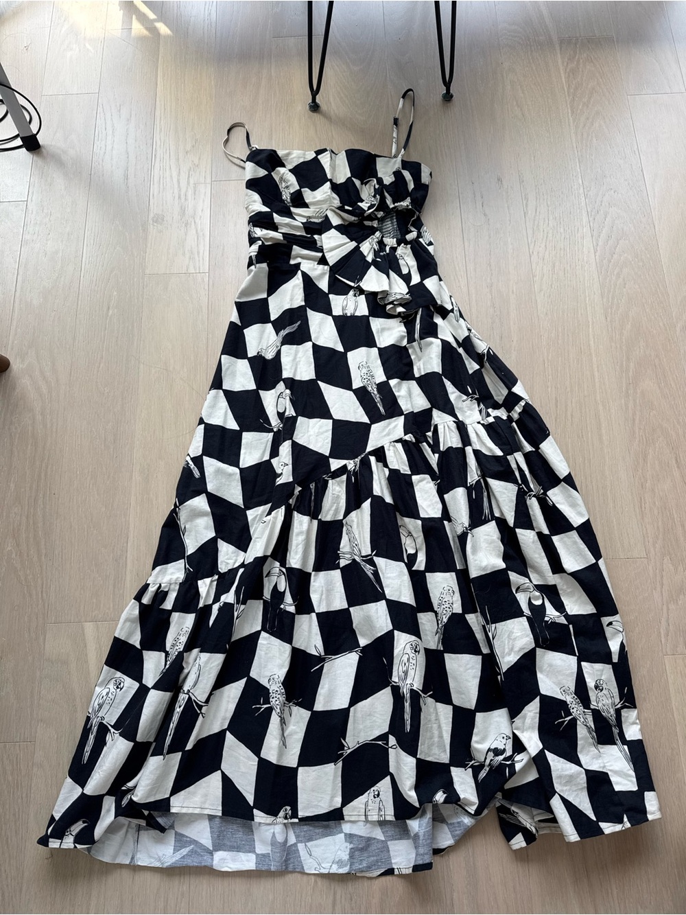 FARM Rio Brazil Black & White Checkerboard Maxi Dress with Bow - Picture 3 of 3